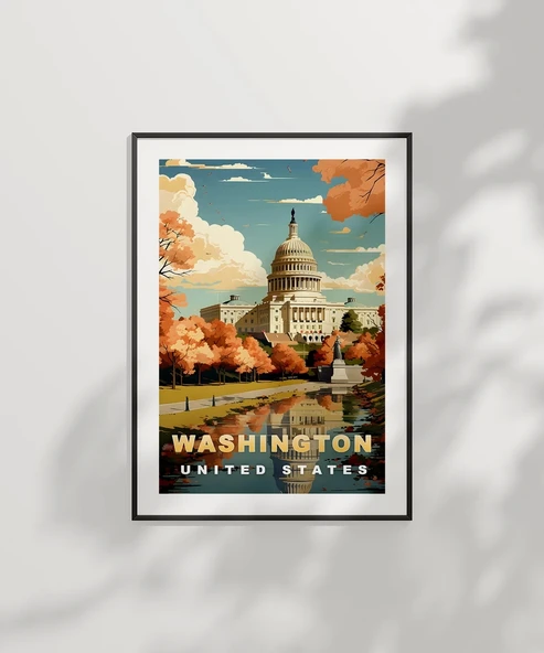Çerçevesiz Poster Washington D.C. Capitol Sanatsal - Resim 6
