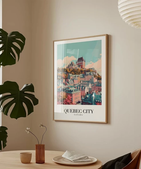 Çerçevesiz Poster Tarihi Quebec Şehir Baskısı - Resim 5
