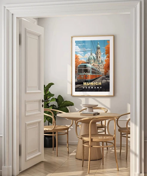 Çerçevesiz Poster Münih'in Renkli Sonbahar Sokakları - Resim 4