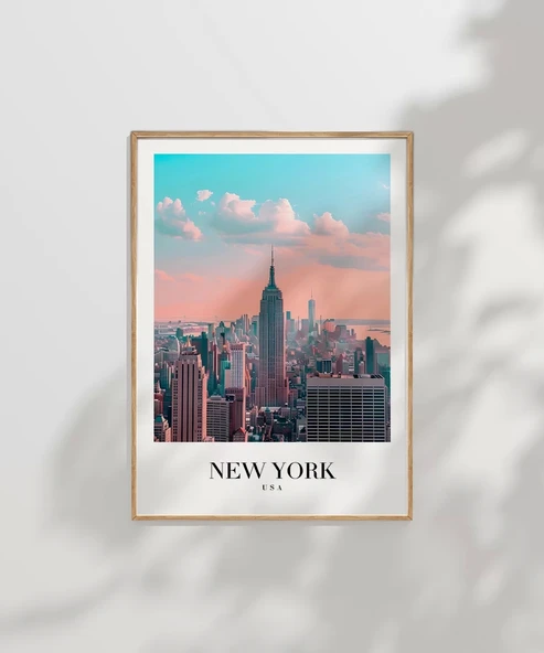 Çerçevesiz Poster New York Silüeti Gün Doğumu - Resim 6