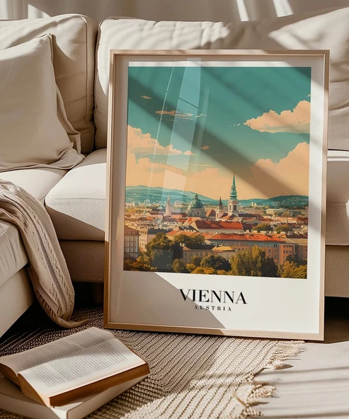 Çerçevesiz Poster Viyana Şehir Manzarası - Resim 5