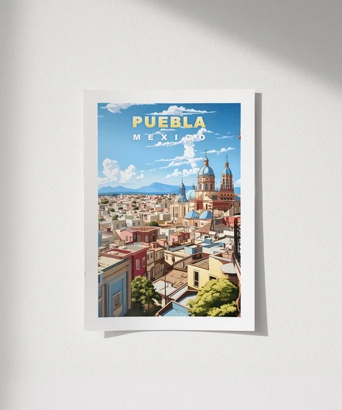 Çerçevesiz Poster Puebla’nın Renkli Sokakları ürün görseli