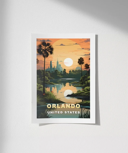 Çerçevesiz Poster Gölet Kenarında Gün Batımı ürün görseli