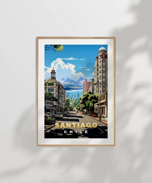 Çerçevesiz Poster And Dağları Eteğinde Santiago - Resim 7