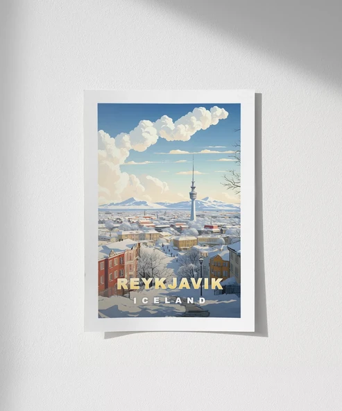 Çerçevesiz Poster Reykjavik Kış Güzelliği ürün görseli