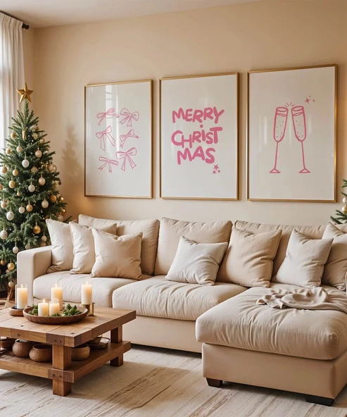 Çerçevesiz Poster Merry Christ Mas 3'lü ürün görseli