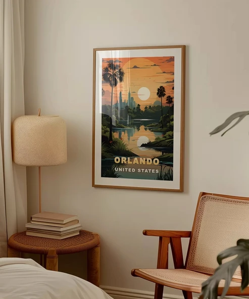 Çerçevesiz Poster Gölet Kenarında Gün Batımı - Resim 4