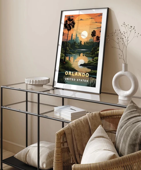 Çerçevesiz Poster Gölet Kenarında Gün Batımı - Resim 5