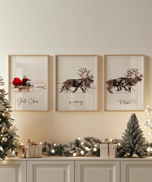 Çerçevesiz Poster Geyik Yolu 3'lü ürün görseli