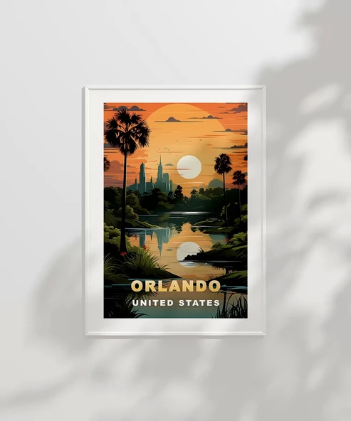 Çerçevesiz Poster Gölet Kenarında Gün Batımı - Resim 2