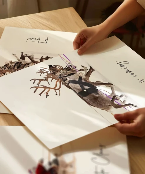 Çerçevesiz Poster Geyik Yolu 3'lü - Resim 2