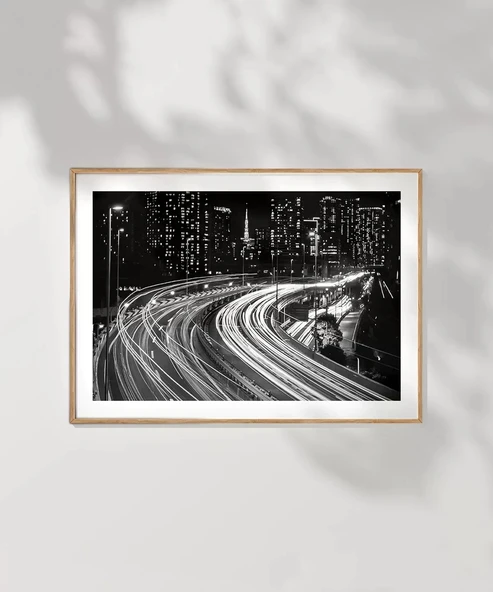 Çerçevesiz Poster Geceye Akan Yollar - Resim 7