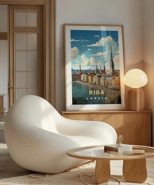 Çerçevesiz Poster Riga'nın Büyüleyici Silüeti - Resim 5