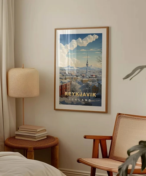 Çerçevesiz Poster Reykjavik Kış Güzelliği - Resim 3