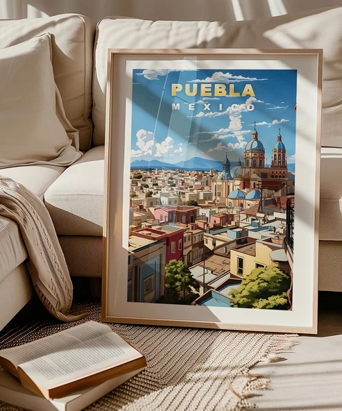 Çerçevesiz Poster Puebla’nın Renkli Sokakları - Resim 4