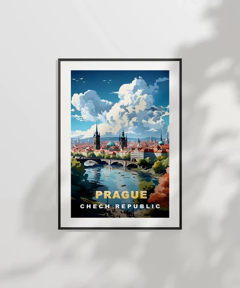 Çerçevesiz Poster Vltava Nehri Üzerinde Prag - Resim 6