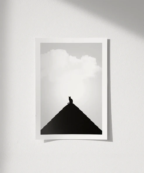 Çerçevesiz Poster Göğe Bakan Kedi ürün görseli