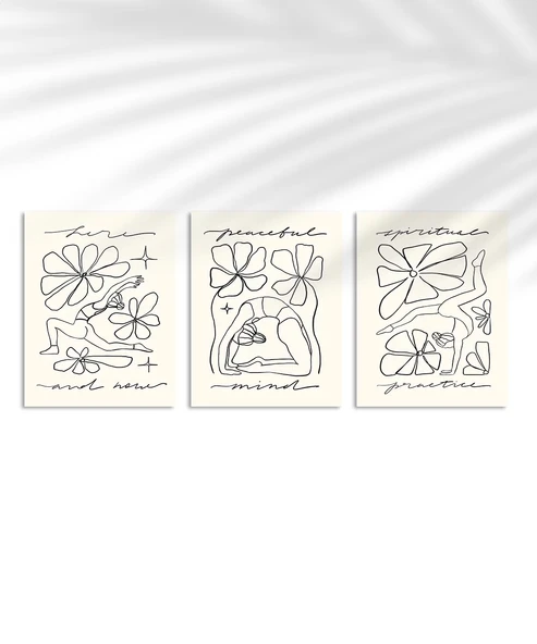 Çerçevesiz Poster Huzurlu Duruşlar 3'lü ürün görseli