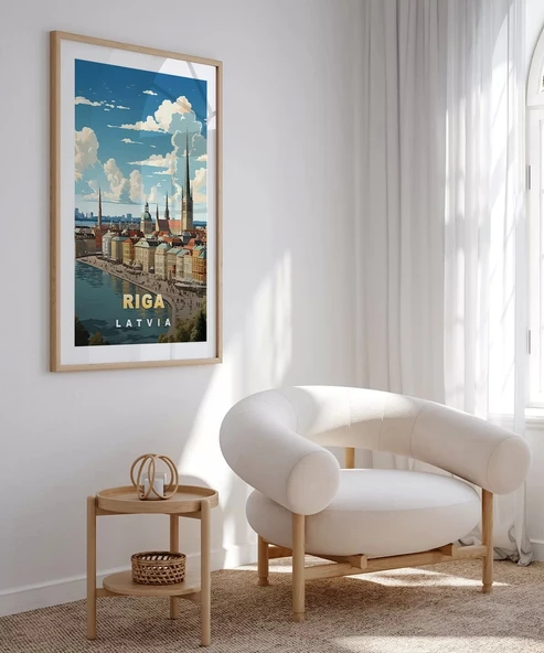 Çerçevesiz Poster Riga'nın Büyüleyici Silüeti - Resim 3
