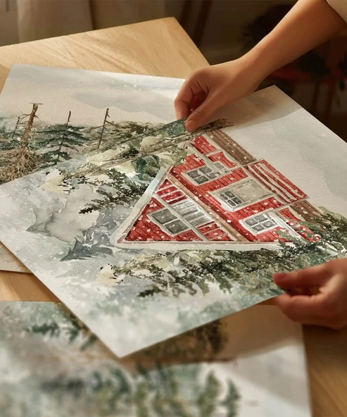 Çerçevesiz Poster Kışın Sükuneti 3'lü - Resim 2