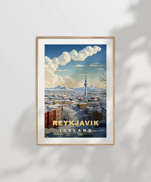Çerçevesiz Poster Reykjavik Kış Güzelliği - Resim 7