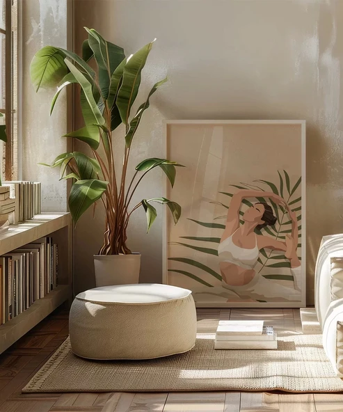 Çerçevesiz Poster Palmelerin Arasında Yoga - Resim 5