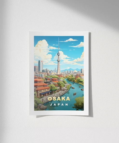Çerçevesiz Poster Osaka'nın İkonik Kulesi ürün görseli