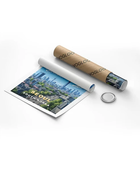 Çerçevesiz Poster Seul'un Modern Silueti - Resim 8