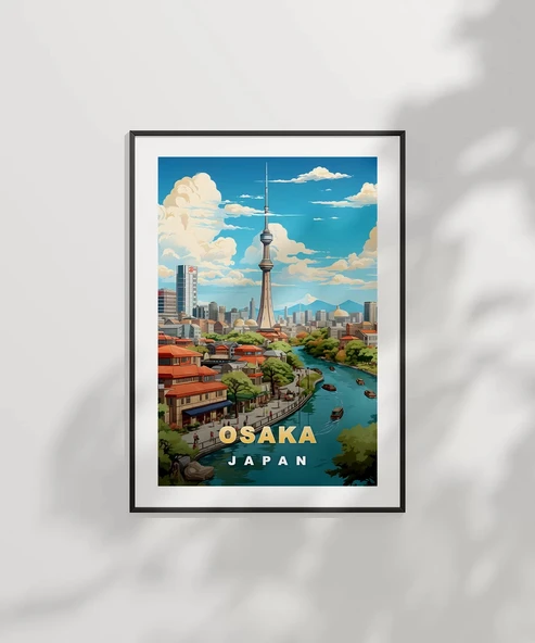 Çerçevesiz Poster Osaka'nın İkonik Kulesi - Resim 7