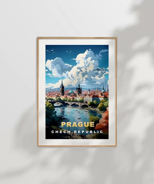 Çerçevesiz Poster Vltava Nehri Üzerinde Prag - Resim 7