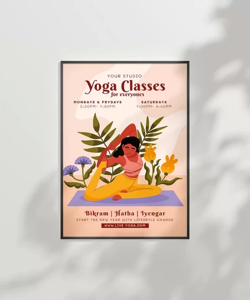 Çerçevesiz Poster Haftalık Yoga Akışı - Resim 6