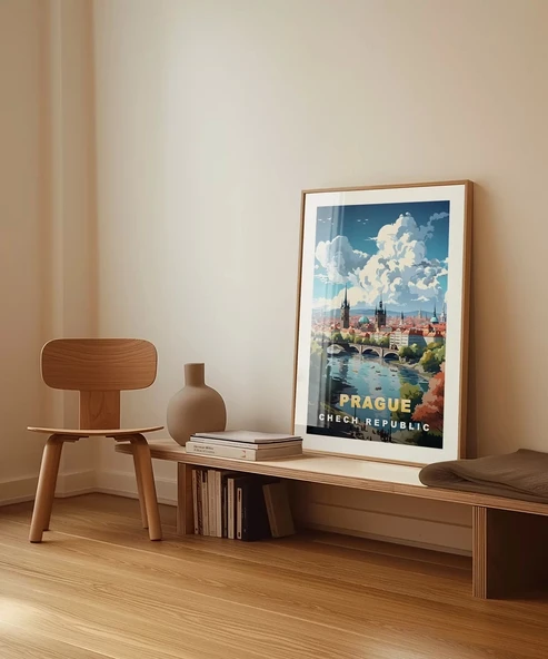 Çerçevesiz Poster Vltava Nehri Üzerinde Prag - Resim 4