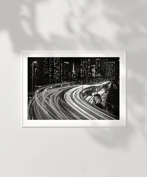 Çerçevesiz Poster Geceye Akan Yollar - Resim 6