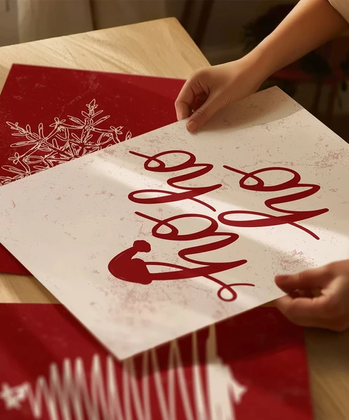 Çerçevesiz Poster Ho Ho Ho Neşesi 3'lü - Resim 2