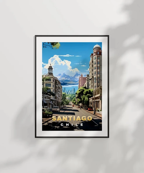 Çerçevesiz Poster And Dağları Eteğinde Santiago - Resim 6