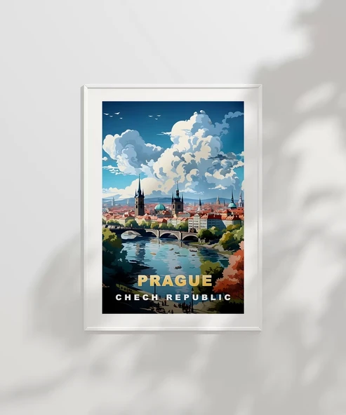 Çerçevesiz Poster Vltava Nehri Üzerinde Prag - Resim 2