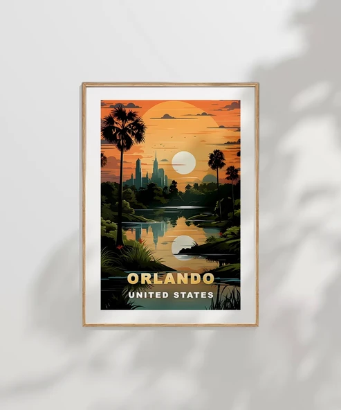 Çerçevesiz Poster Gölet Kenarında Gün Batımı - Resim 7