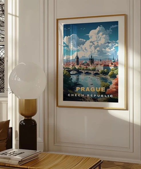 Çerçevesiz Poster Vltava Nehri Üzerinde Prag - Resim 5