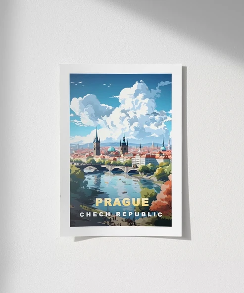 Çerçevesiz Poster Vltava Nehri Üzerinde Prag ürün görseli