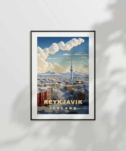 Çerçevesiz Poster Reykjavik Kış Güzelliği - Resim 6