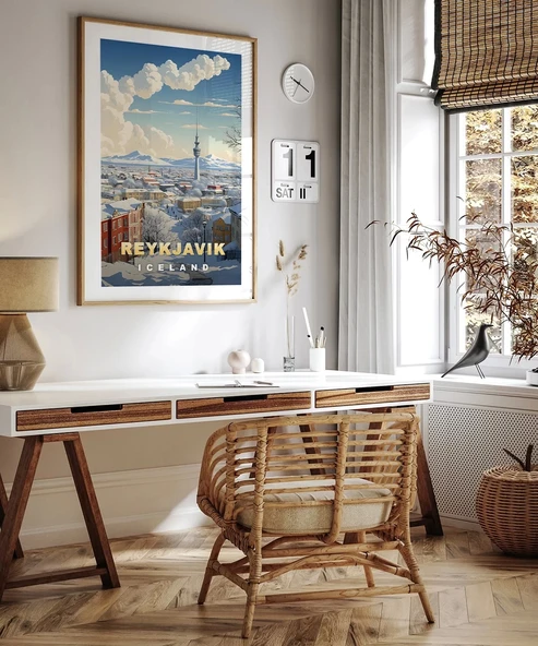 Çerçevesiz Poster Reykjavik Kış Güzelliği - Resim 4