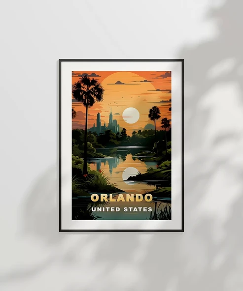 Çerçevesiz Poster Gölet Kenarında Gün Batımı - Resim 6