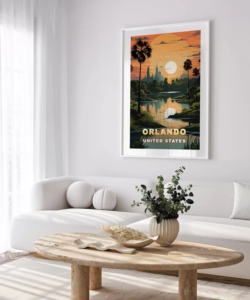 Çerçevesiz Poster Gölet Kenarında Gün Batımı - Resim 3