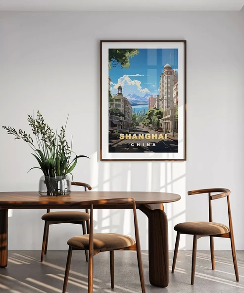 Çerçevesiz Poster Şangay'ın Şehir Çizgileri - Resim 4