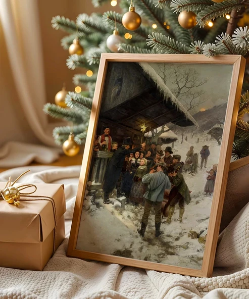 Çerçevesiz Poster Köyde Noel Kutlaması ürün görseli