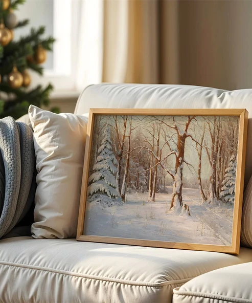 Çerçevesiz Poster Karla Kaplanmış Doğa ürün görseli