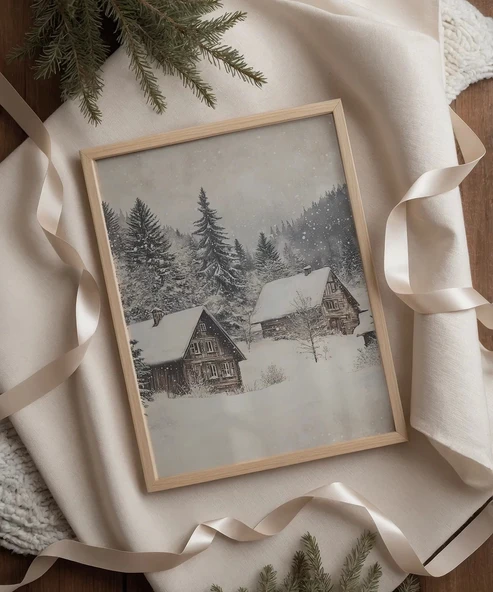 Çerçevesiz Poster Çam Ağaçlarının Altında ürün görseli