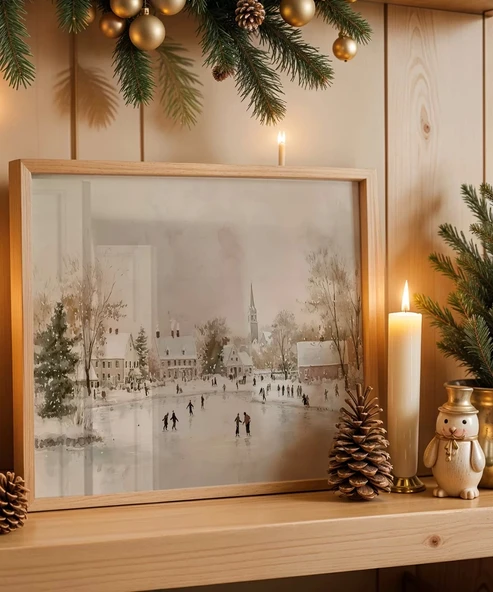 Çerçevesiz Poster Karla Yürüyen Adımlar ürün görseli