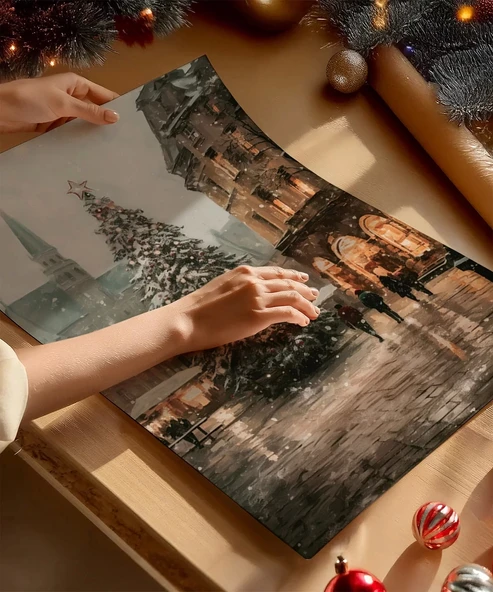 Çerçevesiz Poster Tarihi Şehir Meydanında Noel Ağacı - Resim 2