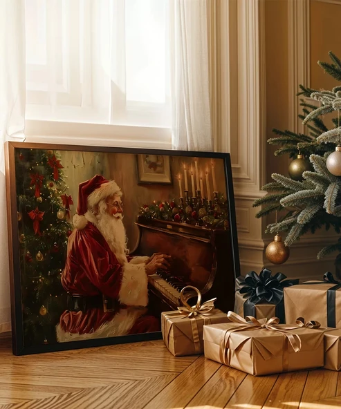 Çerçevesiz Poster Müzikal Noel Baba ürün görseli